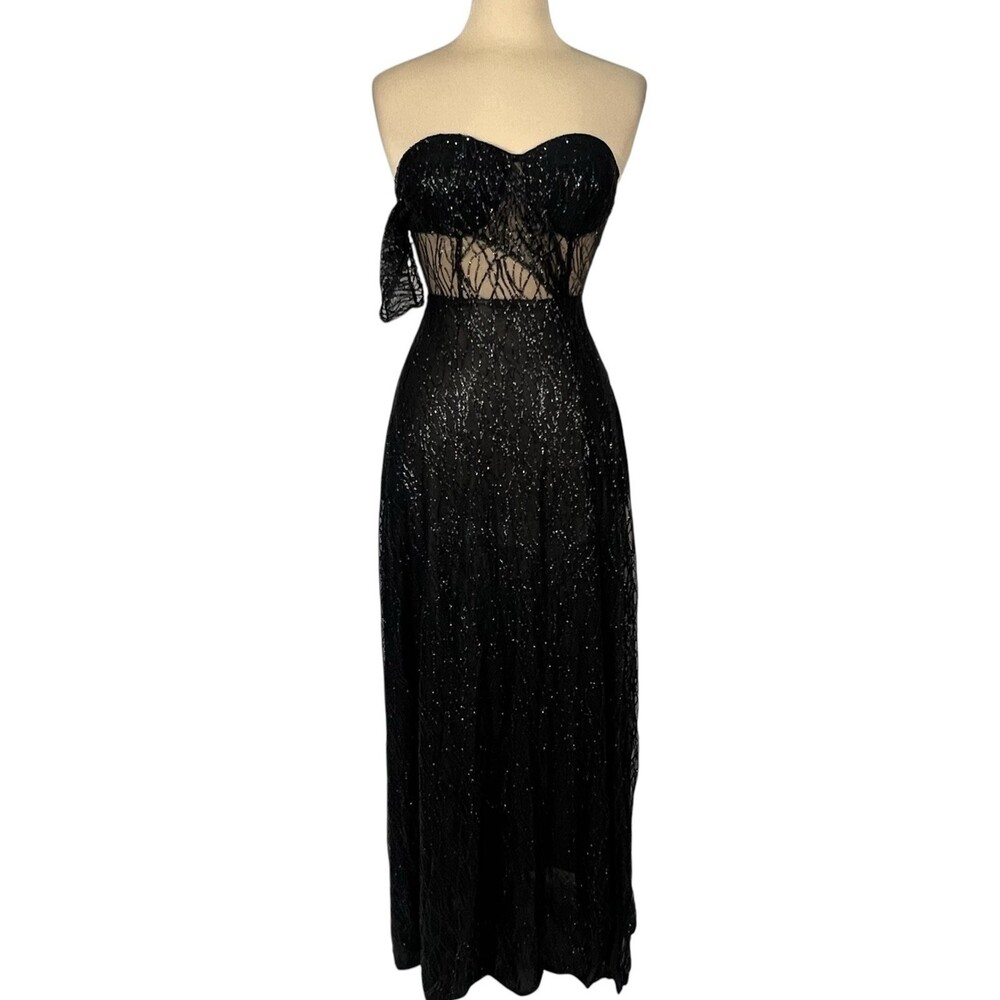 Alamour The Label Black Formal Gown S Strapless Glitter The Ayelet Evening Dress - Picture 2 of 16